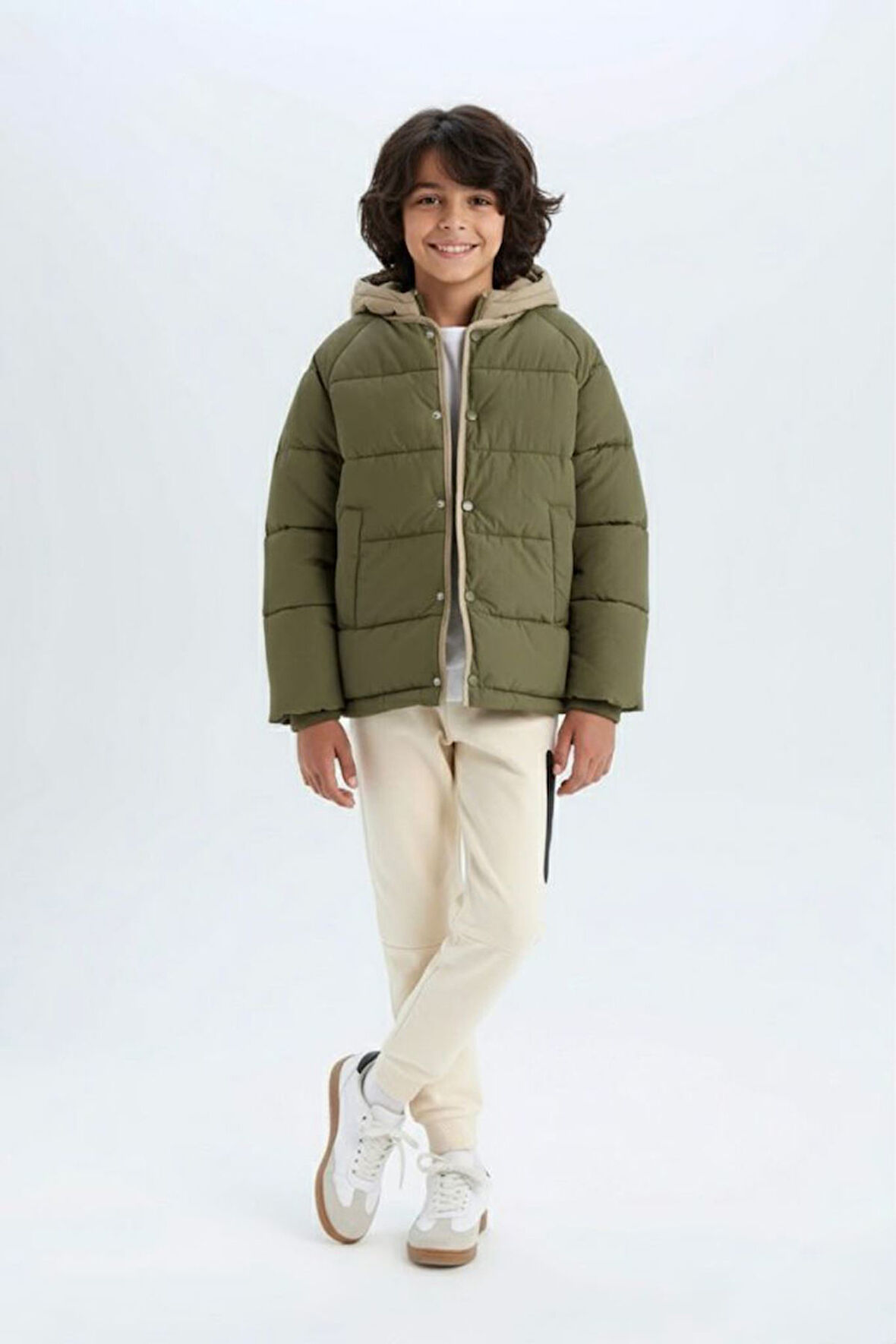 Miniğimin Cicileri Su Geçirmez Kapüşonlu Kışlık Erkek Çocuk Mont - Yeşil