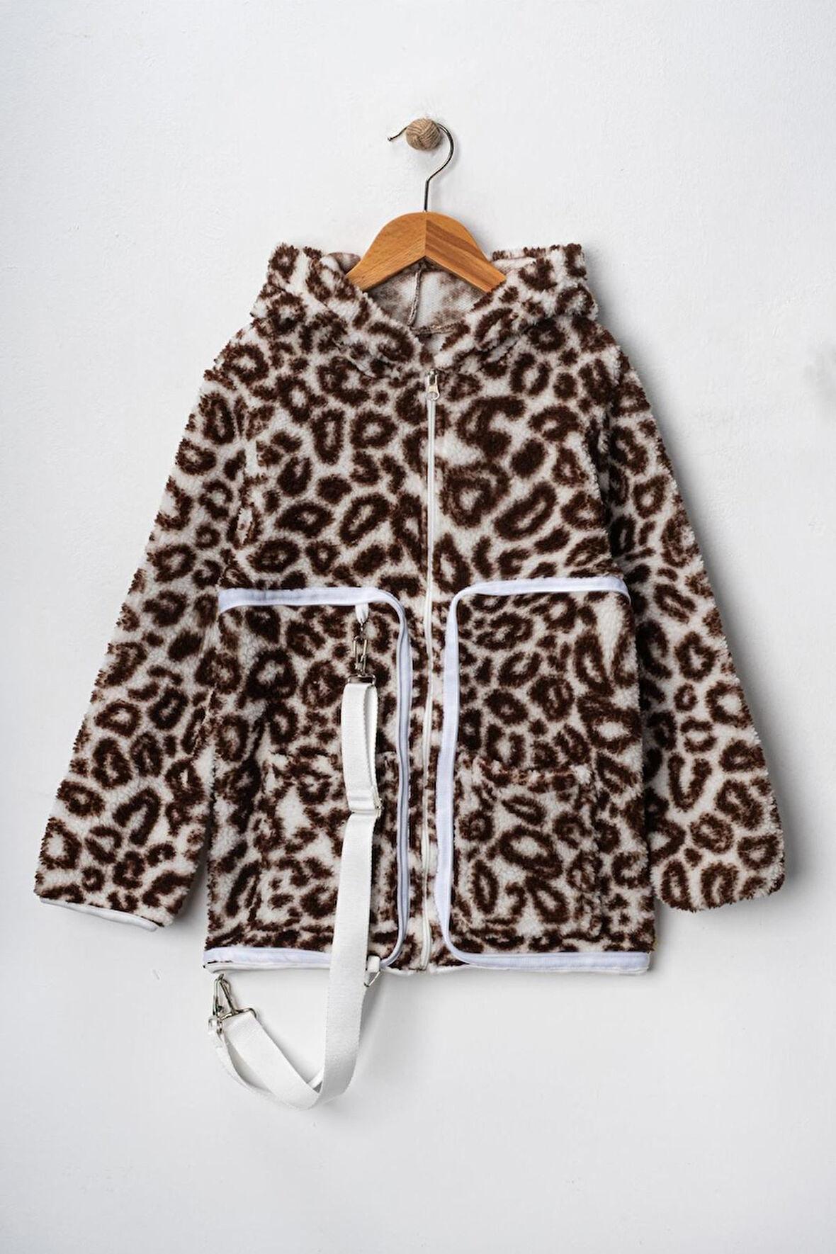 Miniğimin Cicileri Sırt Çantasına Dönüşebilen Peluş Unisex Çocuk  Mont - Kahverengi