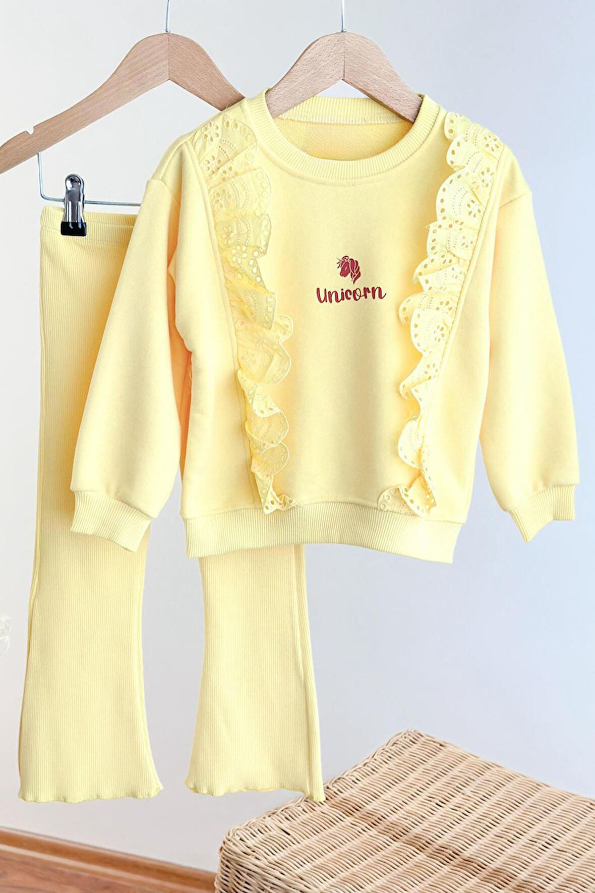 Miniğimin Cicileri Uncrn Fisto Detaylı Kız Çocuk 2 li Takım - Sarı