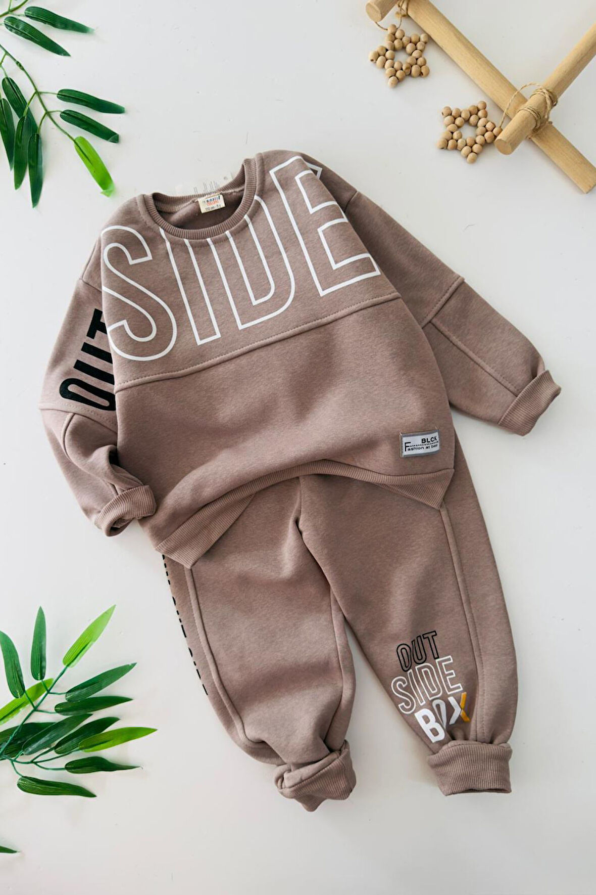 Miniğimin Cicileri Side Baskılı Erkek Çocuk Kışlık Takım - Taba