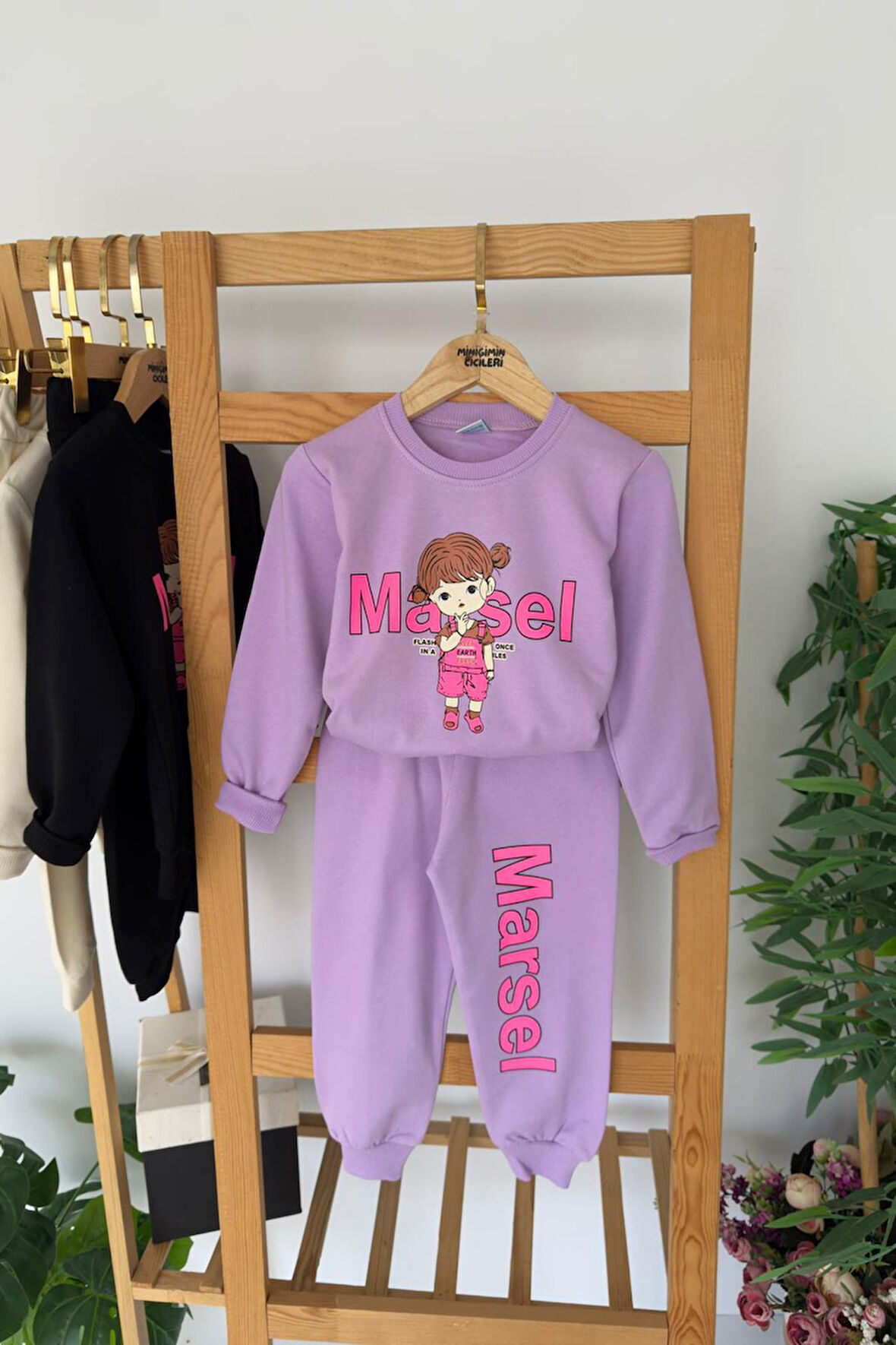 Miniğimin Cicileri Marasel  Baskılı Kız Çocuk 2 li Takım - Lila