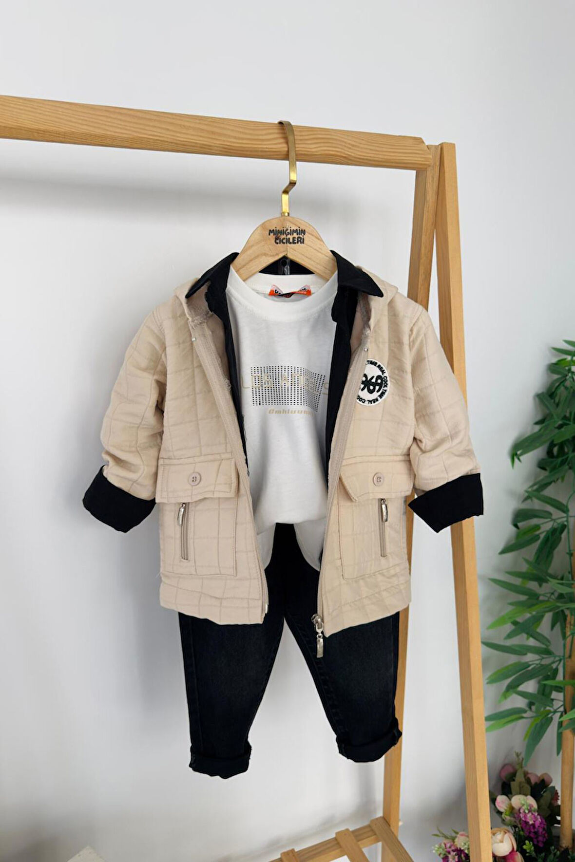 Miniğimin Cicileri Loş Angel Kapitone Hırkalı 4 lü Erkek Çocuk Takım - Bej