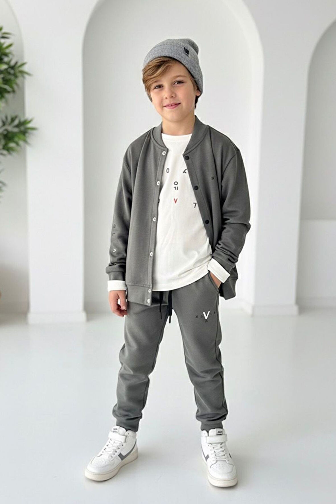 Miniğimin Cicileri V Baskılı Mevsimlik 3 lü Erkek Çocuk Takım - Yeşil