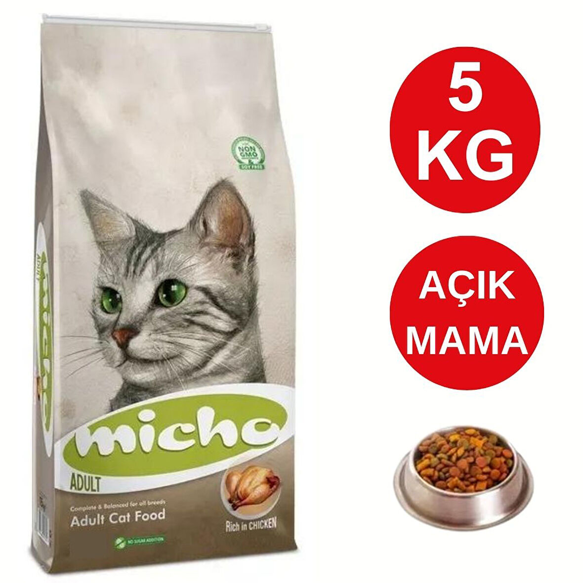 Micho Adult Cat Tavuklu Hamsi ve Pirinç Kedi Maması 5 kg Açık Mama