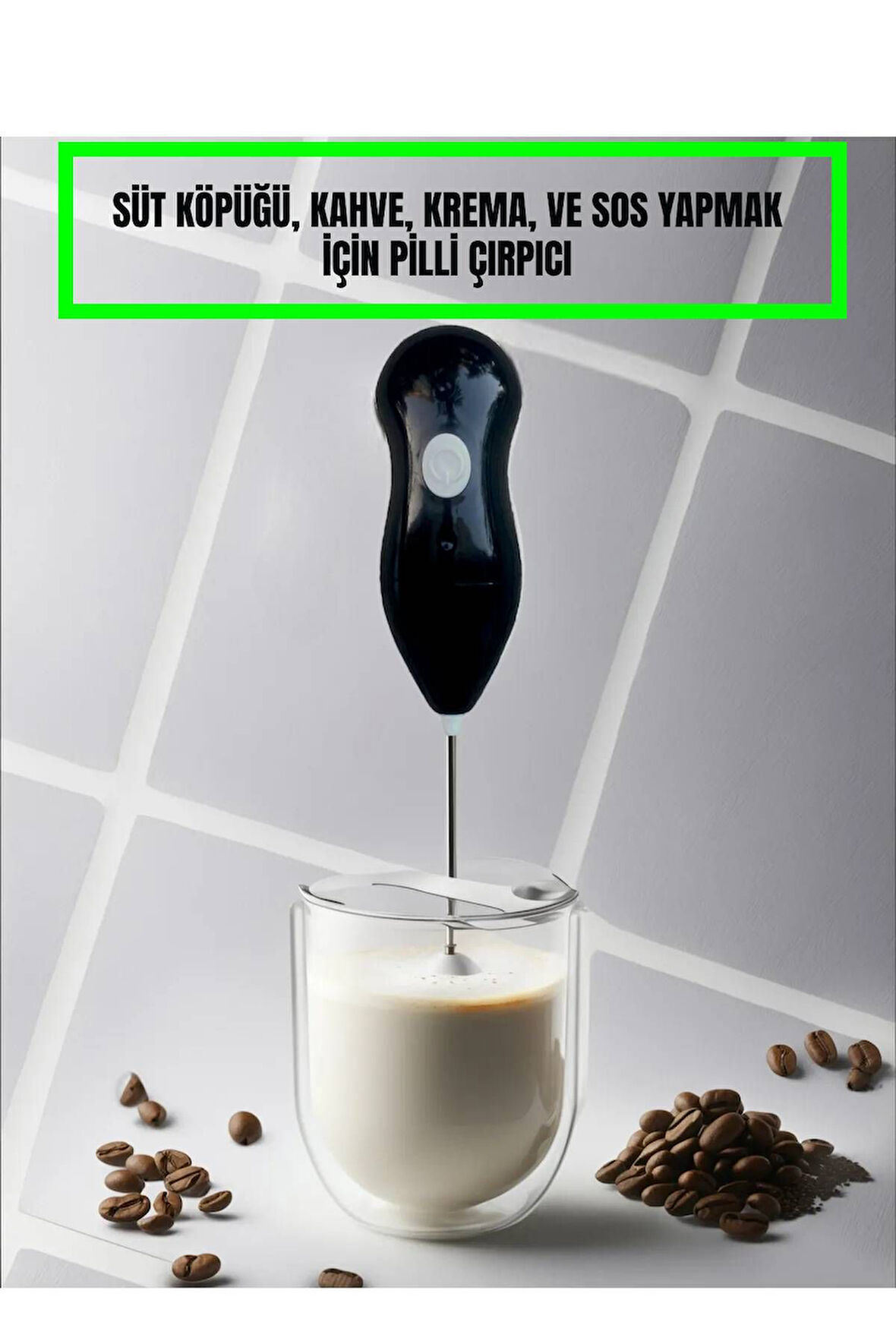 Süt, Kahve, Yumurta, Sos, Krema Köpürtücü. Kablosuz, Pilli. Barista Köpüğü-Siyah