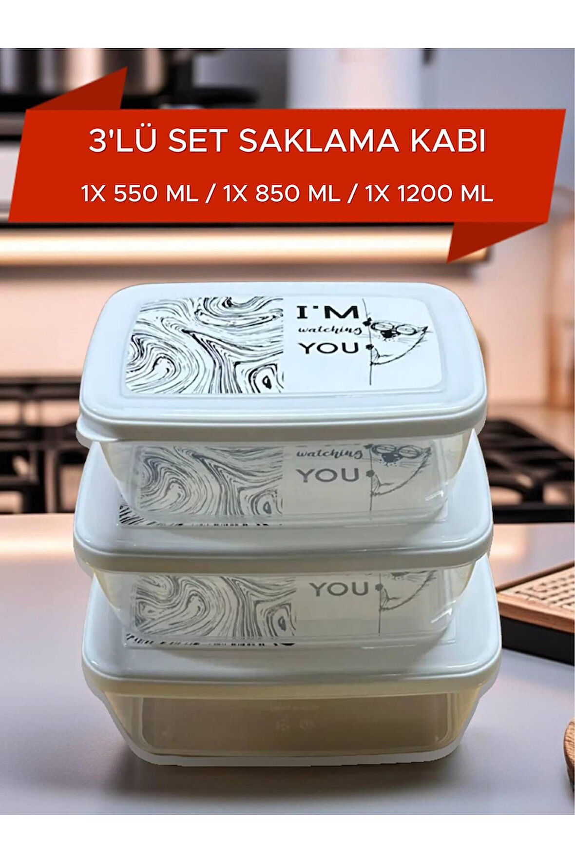 3'lü Set Saklama Kabı / İç İçe Geçer Yer Kaplamaz