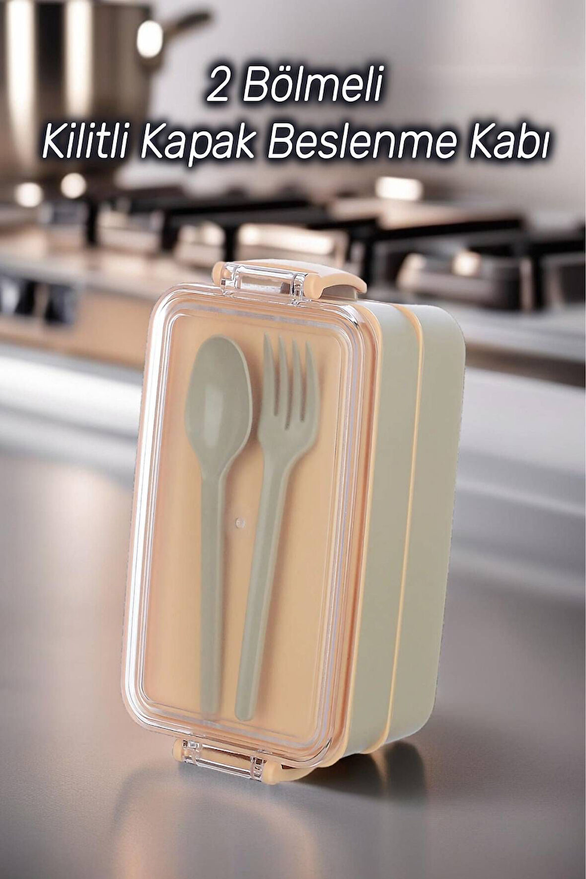 2 Bölmeli Kilitli Beslenme Kabı Seti,Ofiste,Okulda,Sporda,Piknikte,Diyet,Besin kabı 400 ml+500 ml