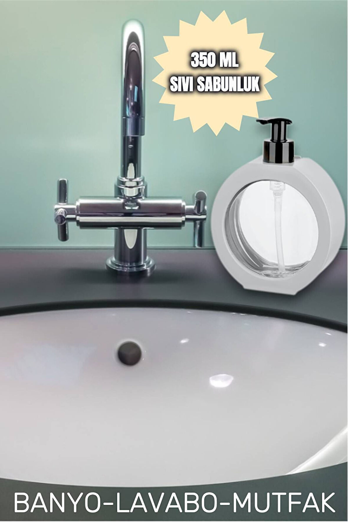 350 ml Tezgah Üstü Oval Banyo / Mutfak Sıvı Sabunluk | Banyo / Mutfak / Bulaşık / Lavabo/Deterjanlık