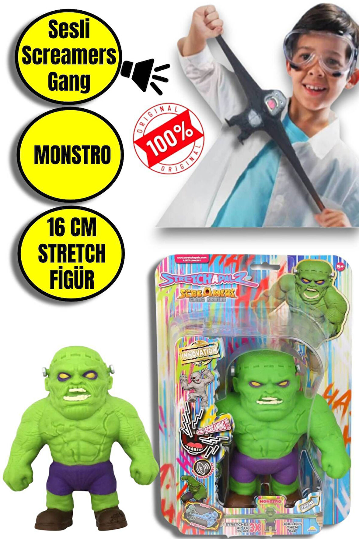 Monster Flex Uzayan Esnek Oyuncak Stretcheapalz Screamers Çete Serisi Tekli Figür @MONSTRO@16cm