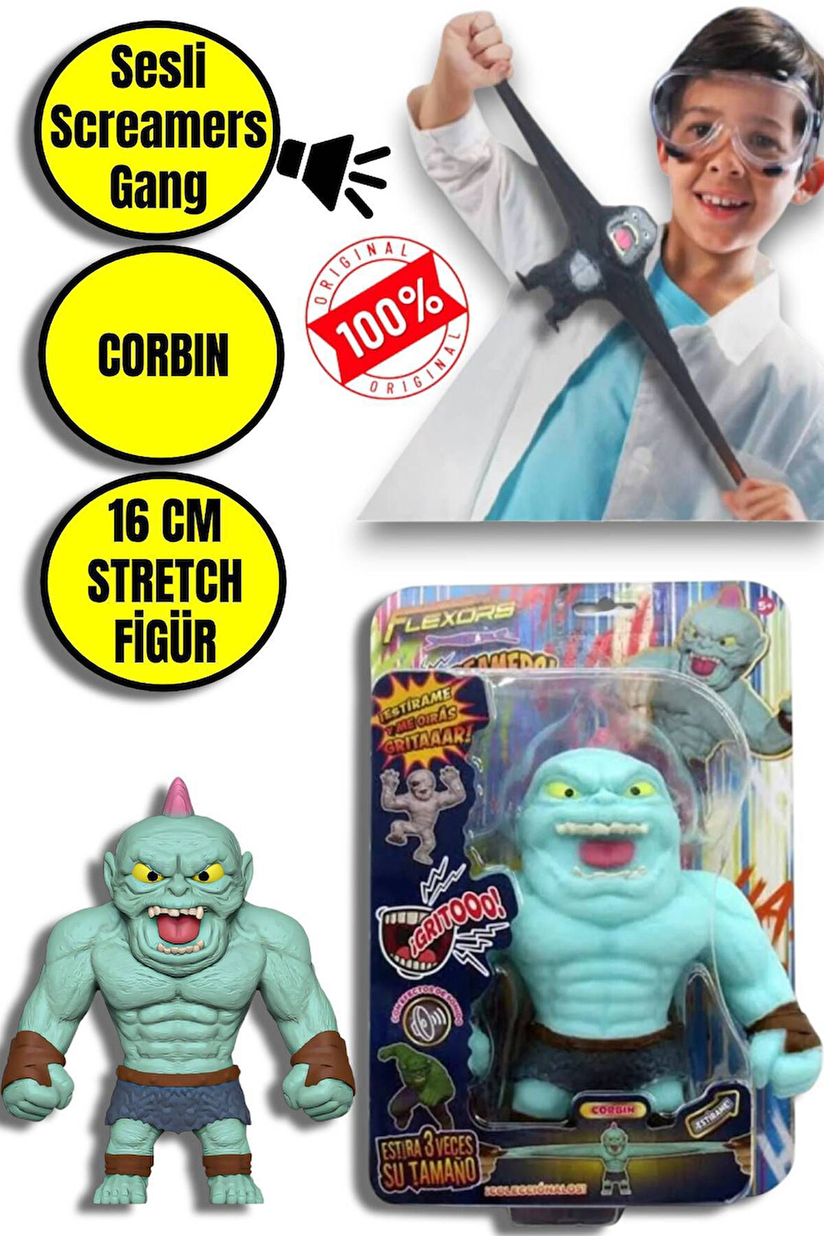 Monster Flex Uzayan Esnek Oyuncak Stretcheapalz Screamers Çete Serisi Tekli Figür @CORBIN@16cm
