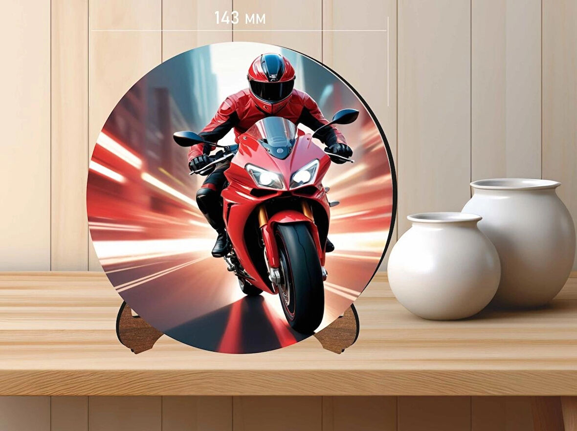 Ahşap Masaüstü UV Baskılı Motorseverler İçin Dekoratif Tablo V15