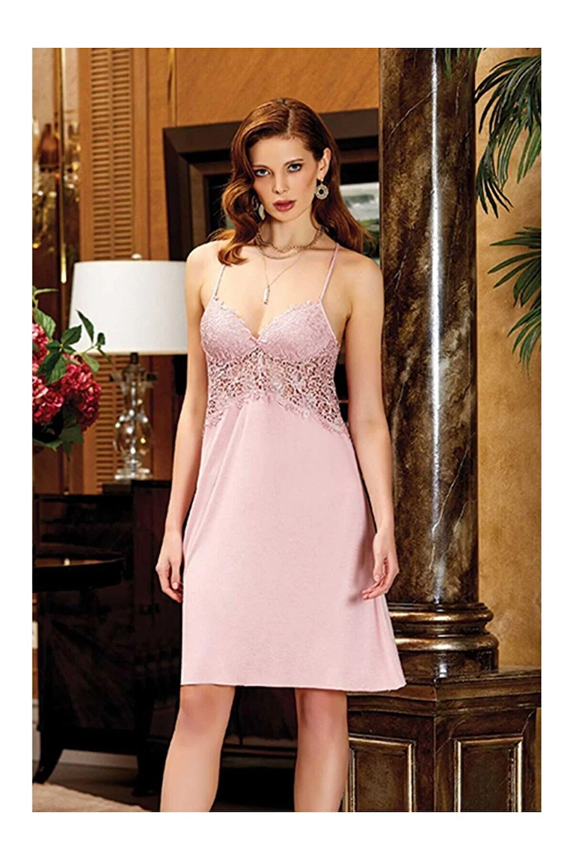 Çeyizlik Penye Dantelli Kısa Altılı Gecelik Sabahlık Takım- 561