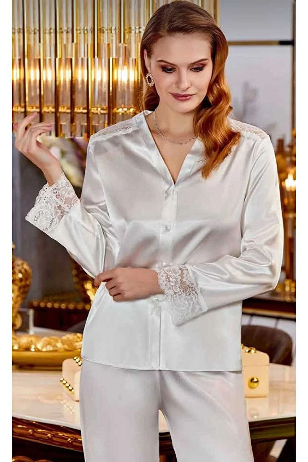 Kutulu Çeyizlik Dantelli Saten 6'lı Set-300