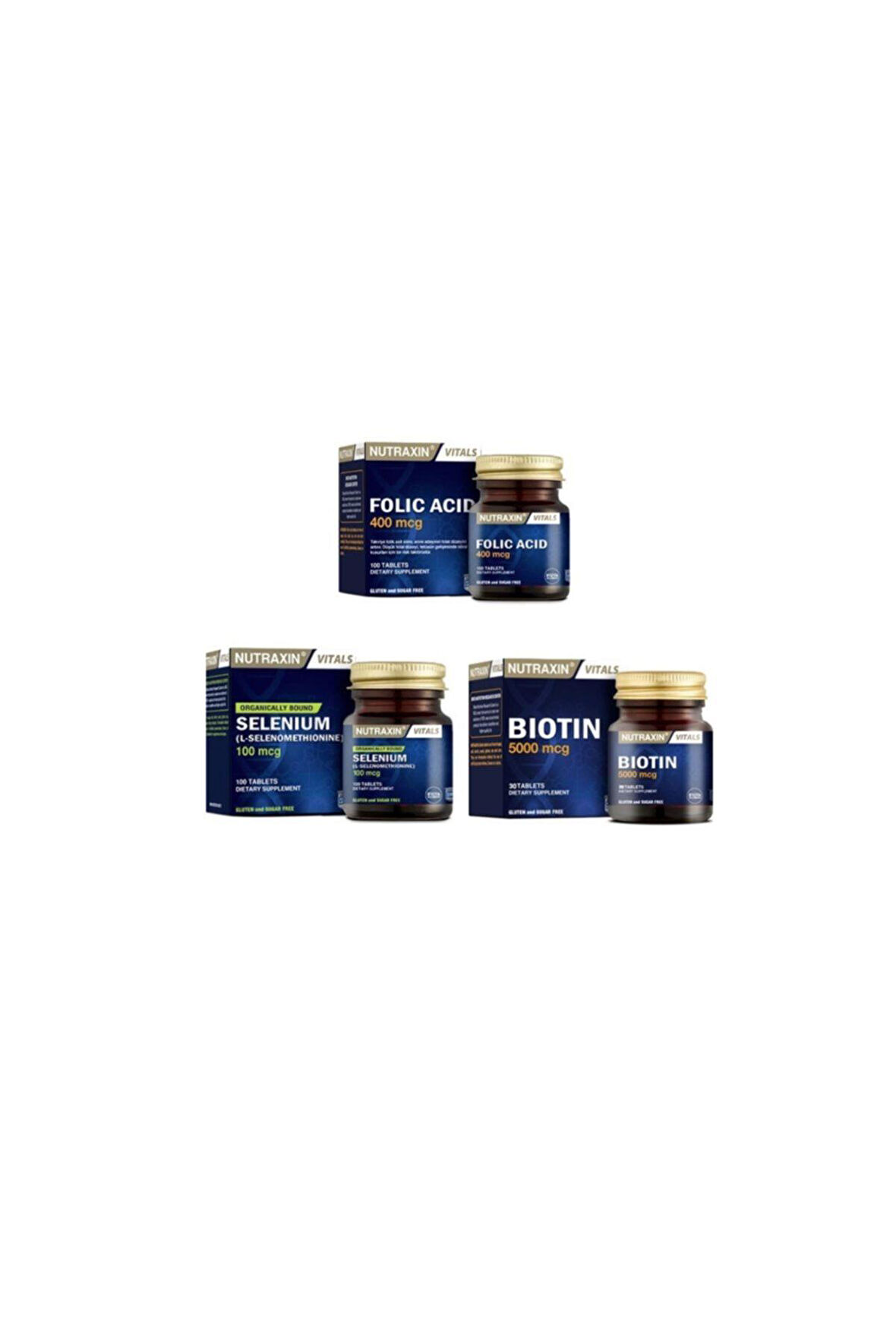 Folic(folat) Acid 100 T.+ Selenometiyonin Formunda Selenyum 100 T. +biotin 5000 Mcg