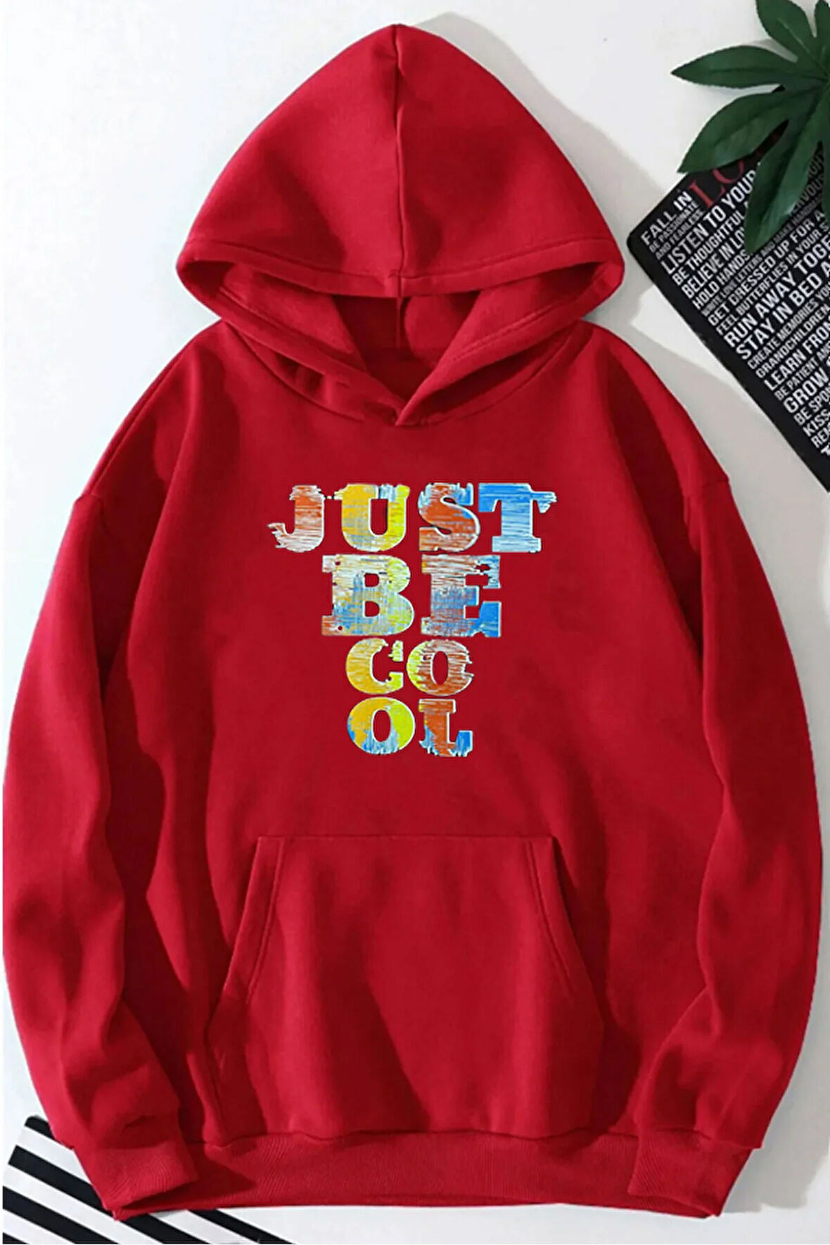Just Be Cool Baskılı Kapüşonlu Sweatshirt
