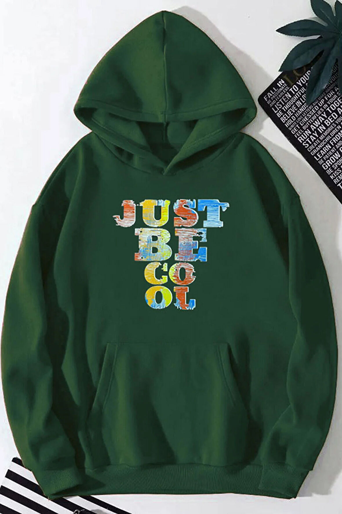 Just Be Cool Baskılı Kapüşonlu Sweatshirt