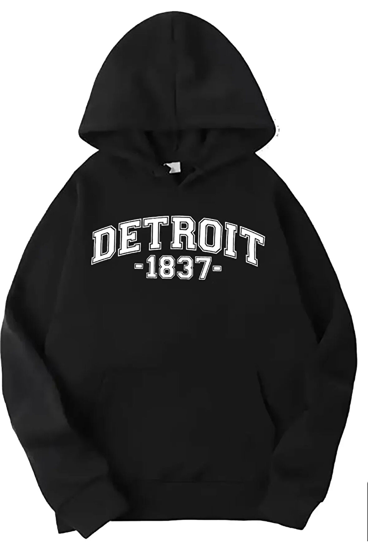Siyah Detroit baskılı kapüşonlu sweatshirt