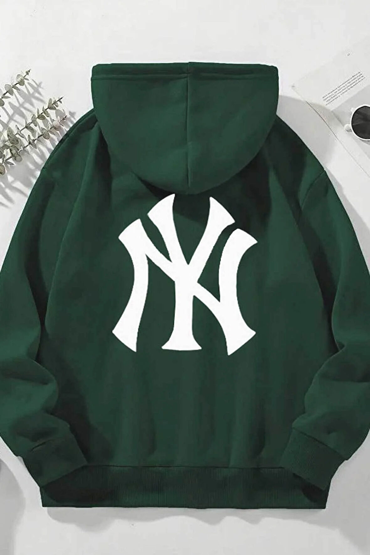 Ön Arka NY Baskılı Kapüşonlu Sweatshirt