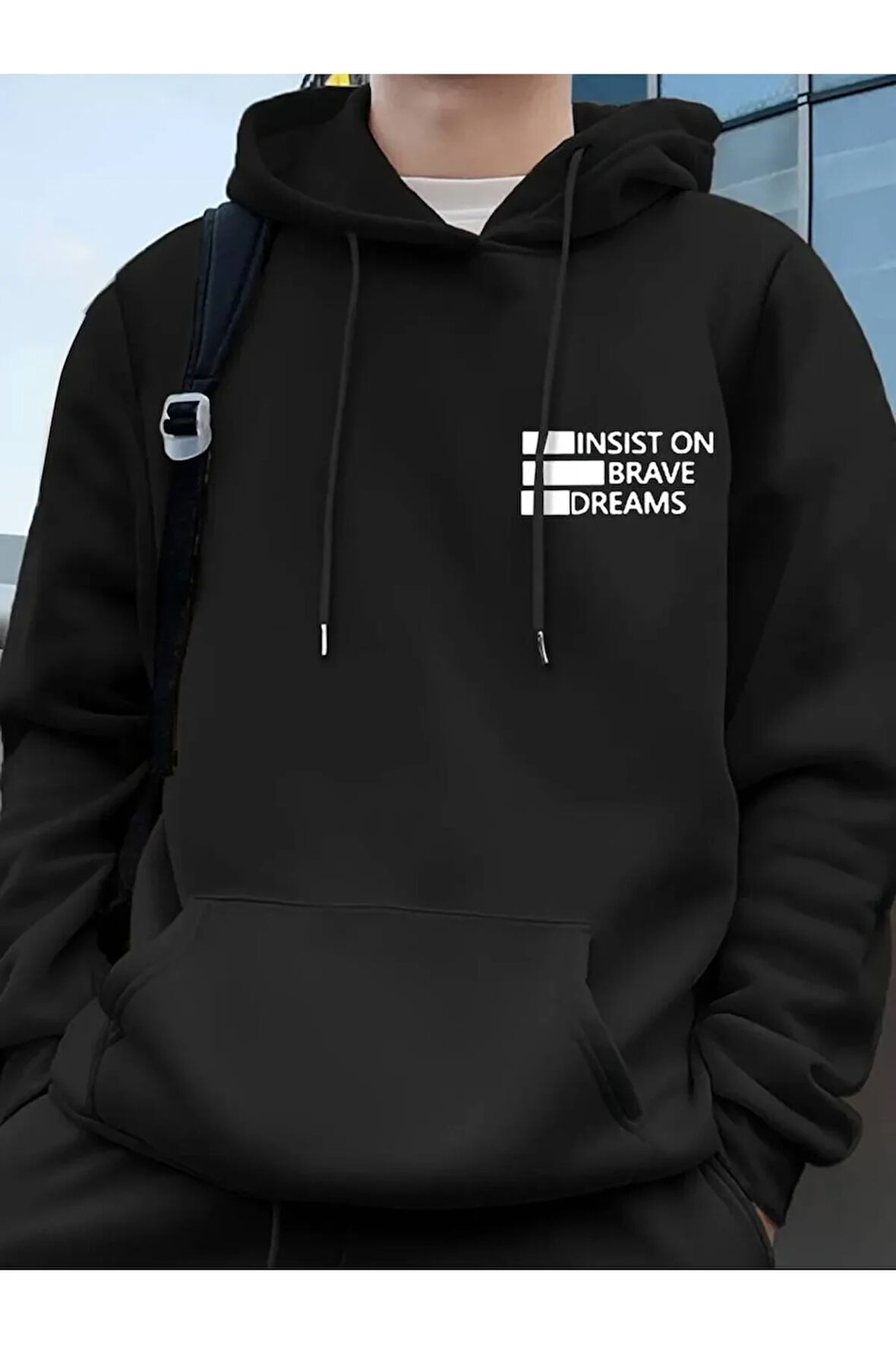 Dreams Yazı Baskılı Kapüşonlu Sweatshirt
