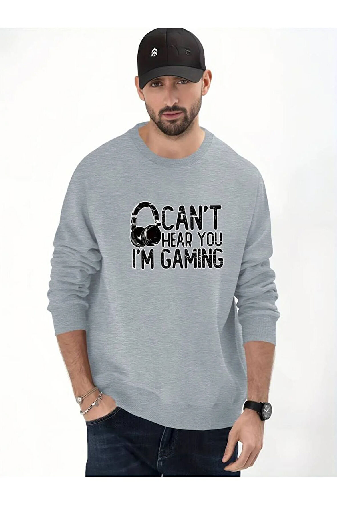 Gaming Baskılı Kapüşonlu Sweatshirt