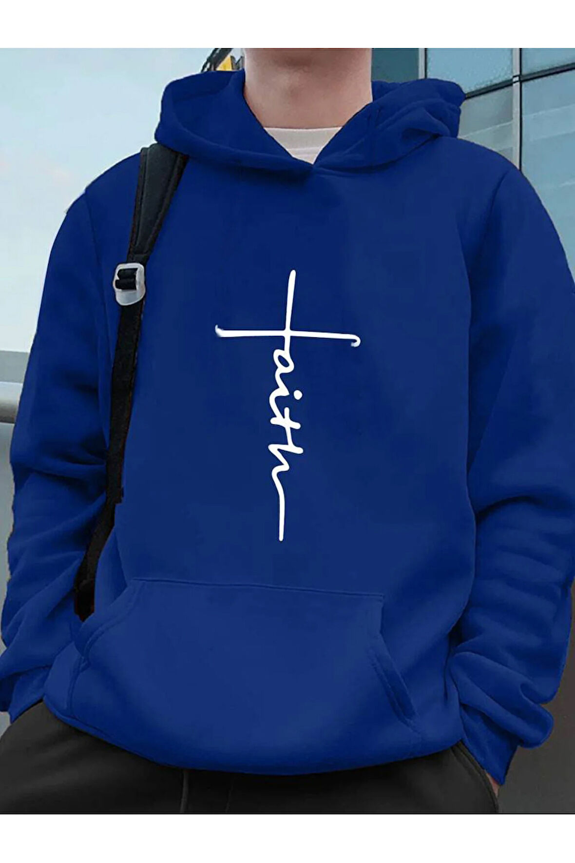 Faith Baskılı Kapüşonlu Sweatshirt