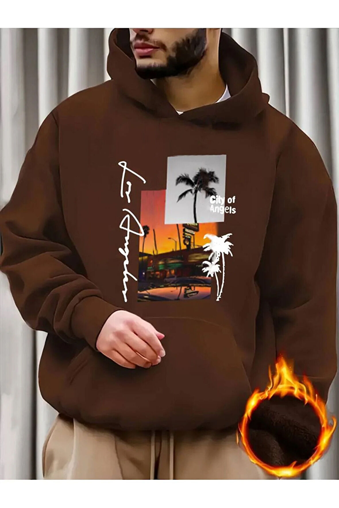 Los Angeles Baskılı Kapüşonlu Sweatshirt