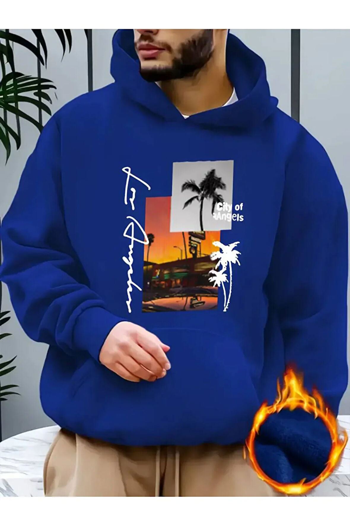 Los Angeles Baskılı Kapüşonlu Sweatshirt