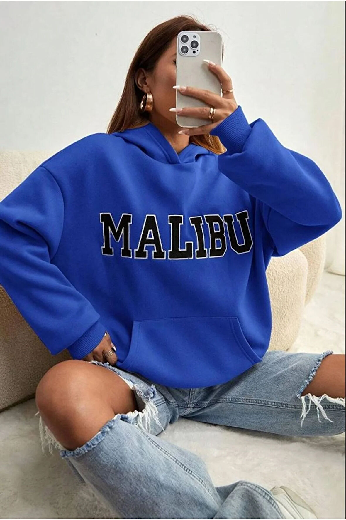 Unisex Malibu Baskılı Sweatshirt