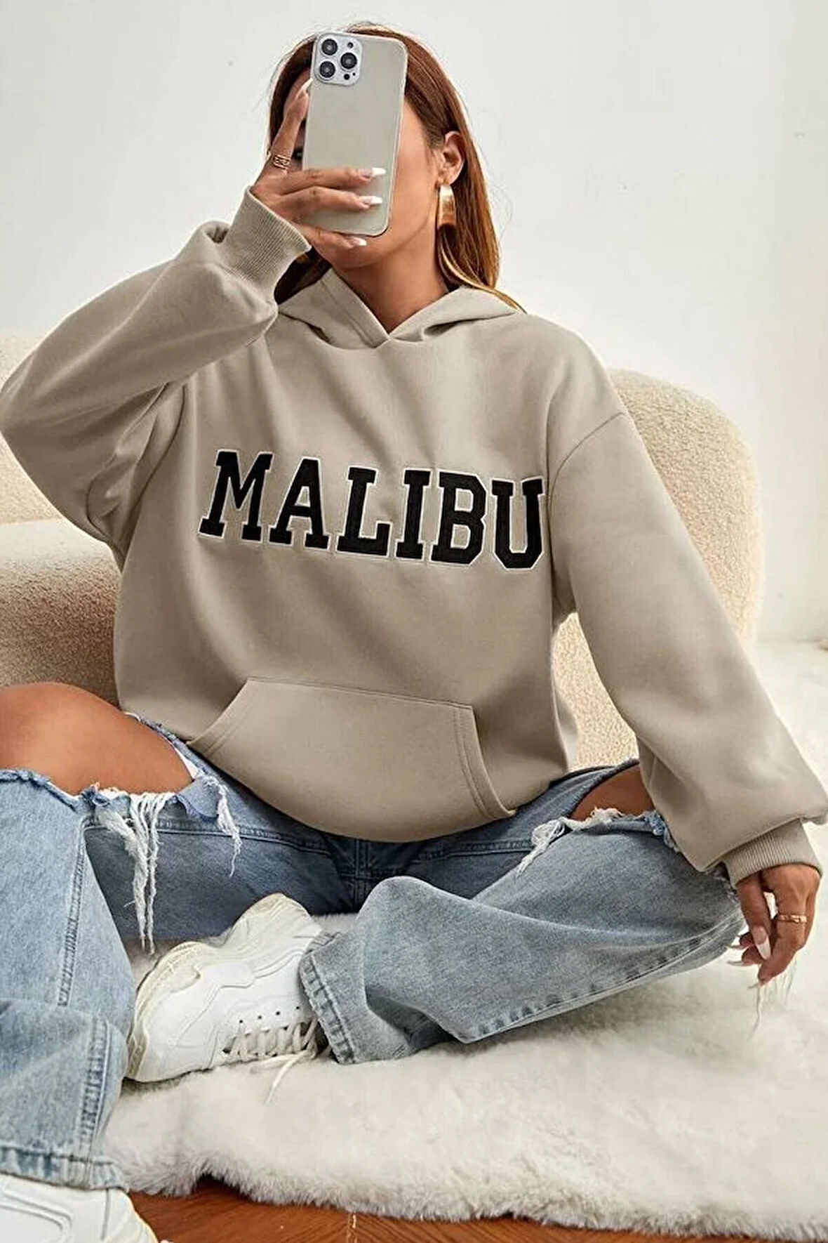 Unisex Malibu Baskılı Sweatshirt
