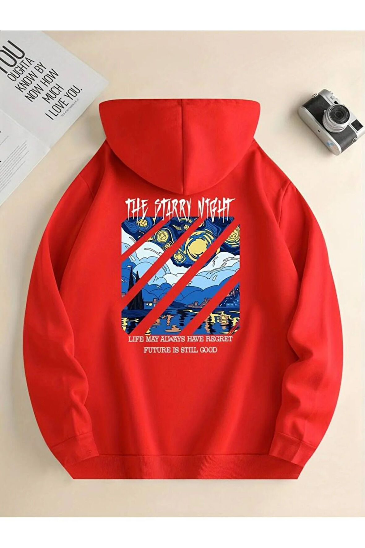 Night Baskılı Kapüşonlu Sweatshirt