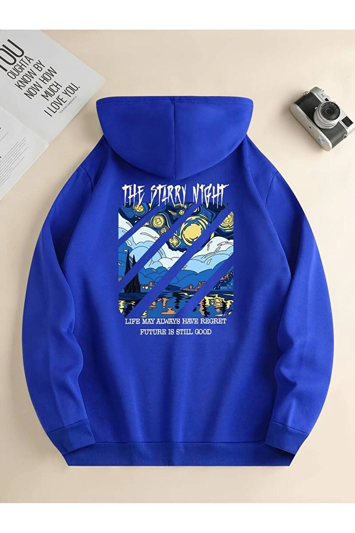 Night Baskılı Kapüşonlu Sweatshirt