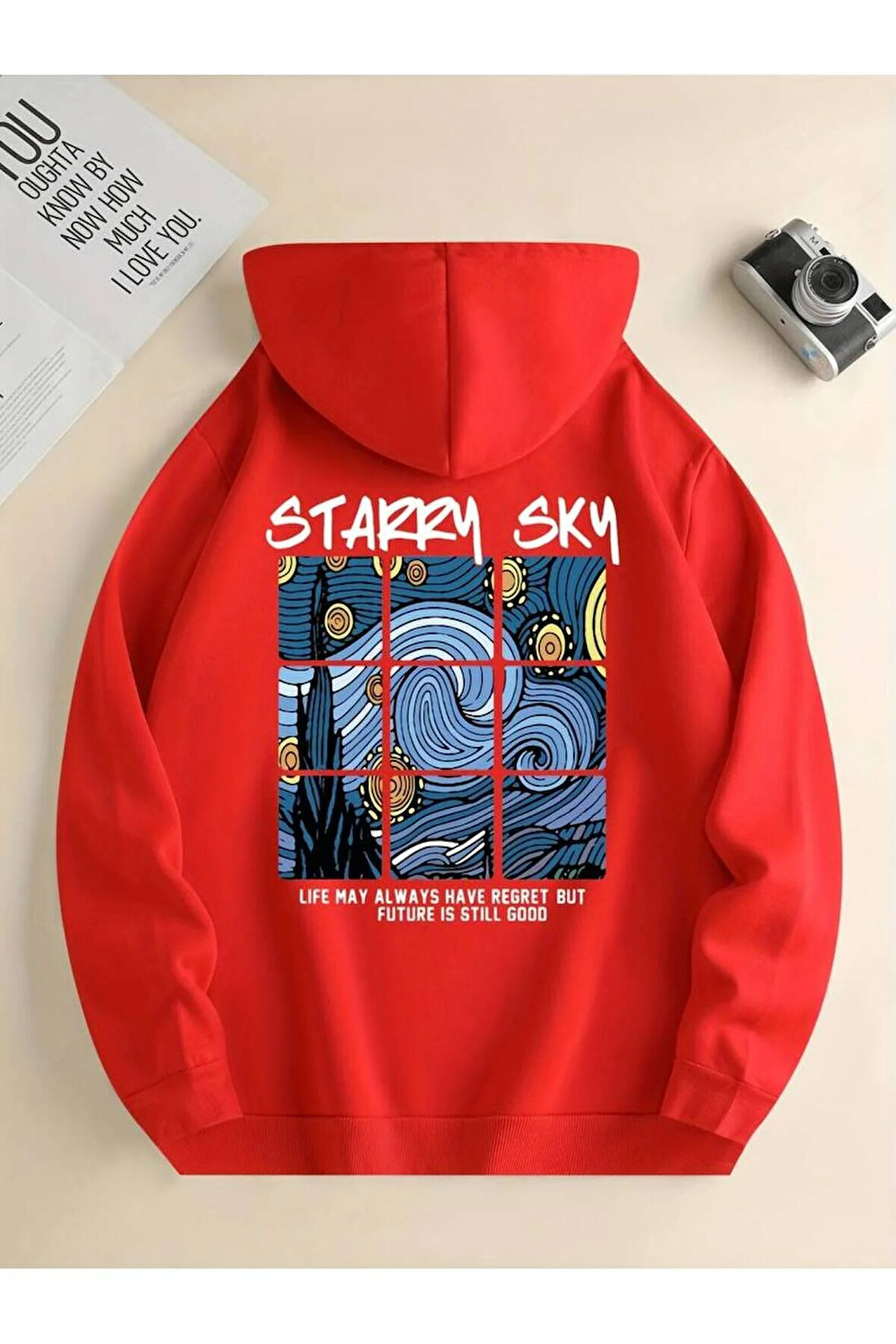 Starry Sky Baskılı Kapüşonlu Sweatshirt