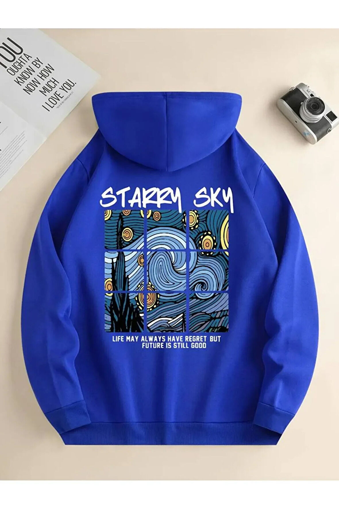 Starry Sky Baskılı Kapüşonlu Sweatshirt