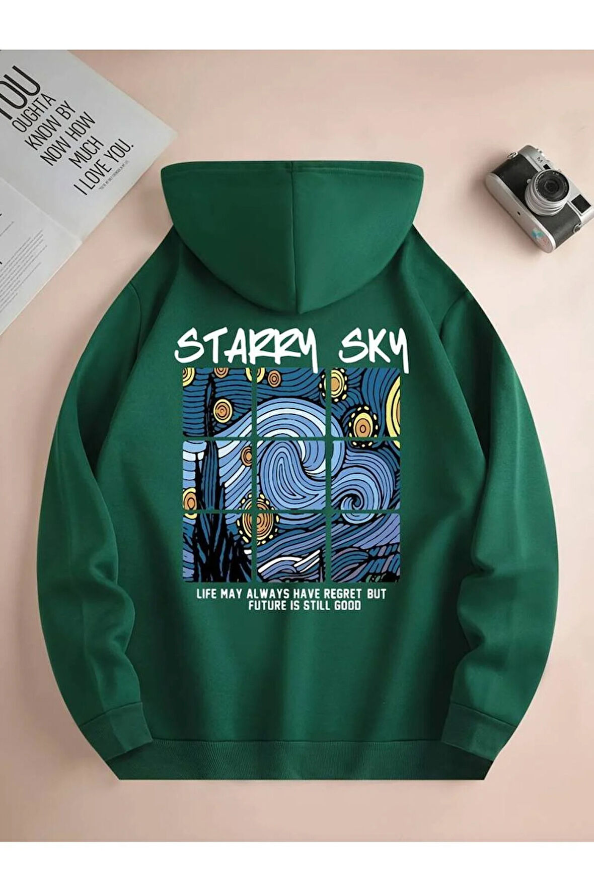 Starry Sky Baskılı Kapüşonlu Sweatshirt
