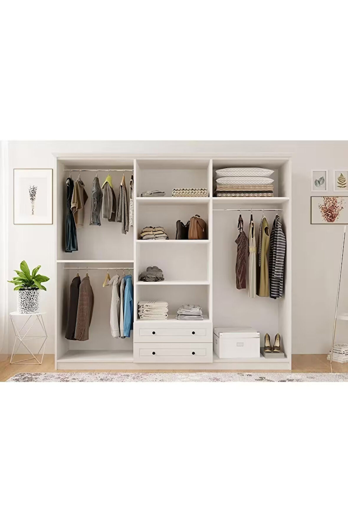 Rabi Mobilya Beyza Country 6 Kapaklı 2 Çekmeceli Mega Gardırop 