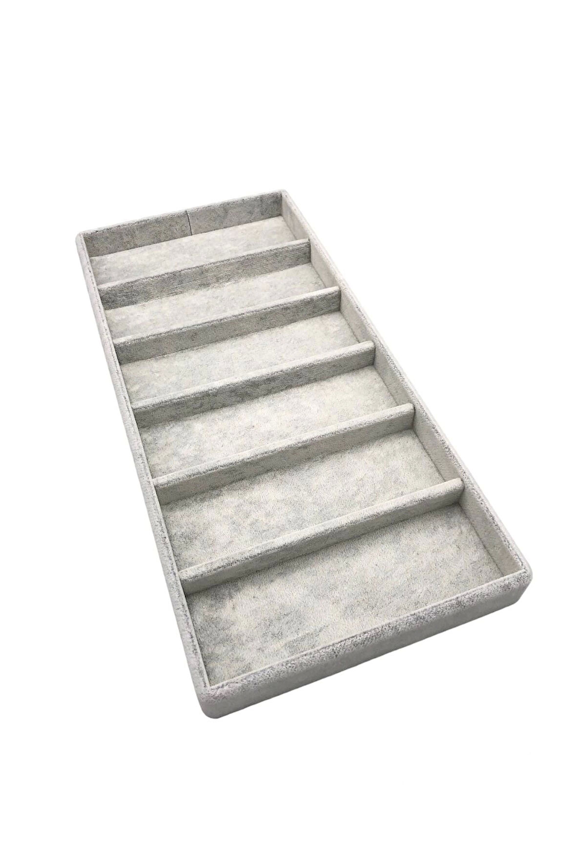 Yerli Üretim Lefkoşa Model Süet Kumaş Gri Renk 38 Cm / 19 Cm Gözlük Sergileme Çekmece Içi Stand