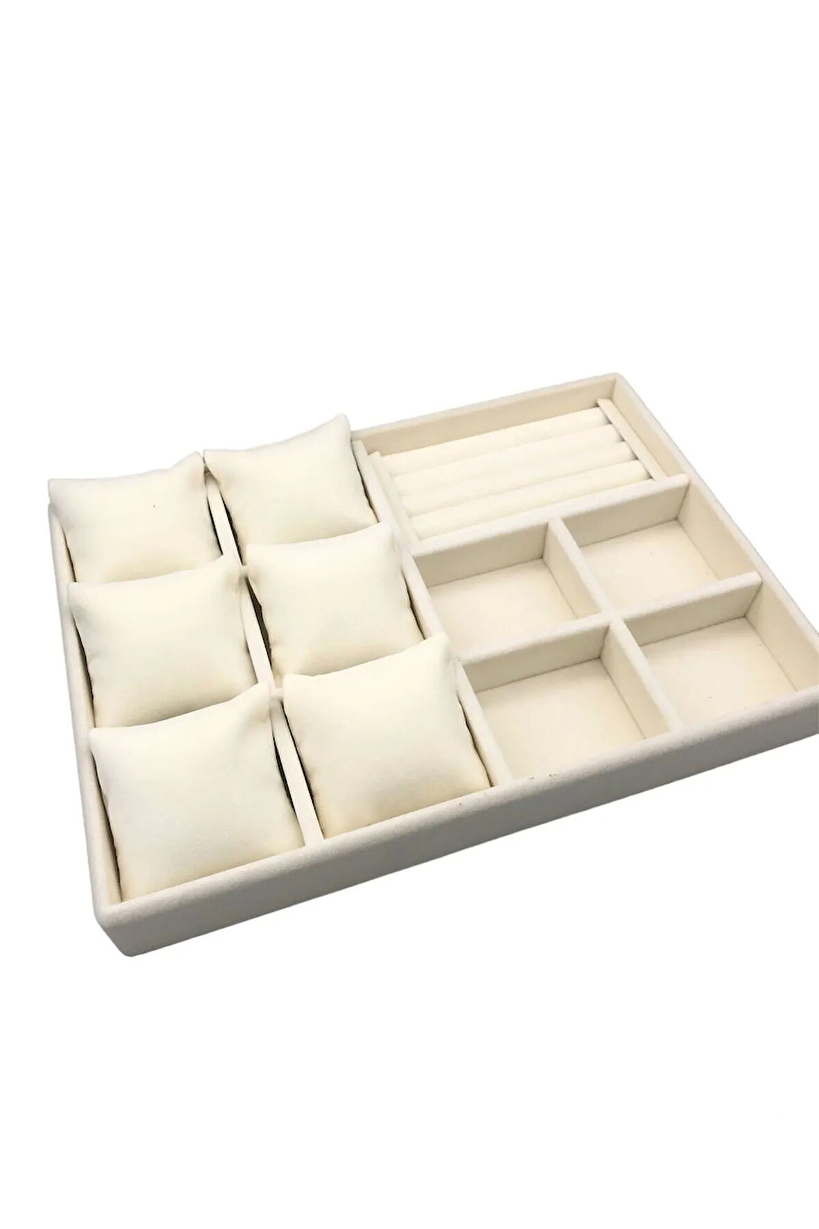 Oslo Model Süet Kaplama Krem Renk 24/34 Cm  Yastıklı Takı Sergileme Standı