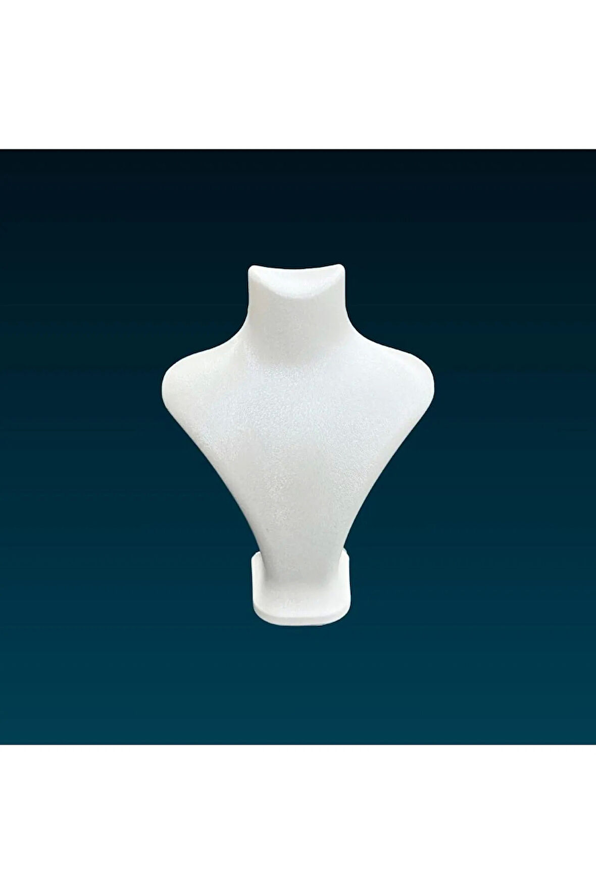 Yerli Üretim Londra Model İmera Deri Kumaş Beyaz Renk 22/18 Cm Kolye Sergileme Mankeni