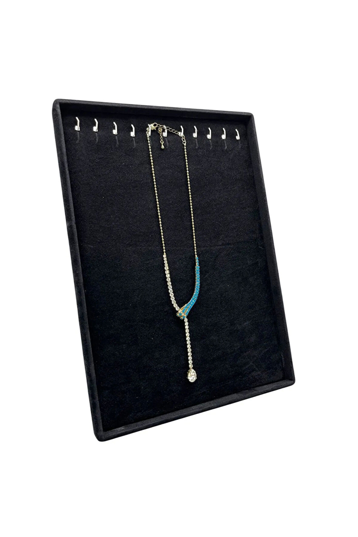 Süet Kumaş Siyah Renk 34/24 Cm Ayaklı Kolye Sergileme Standı