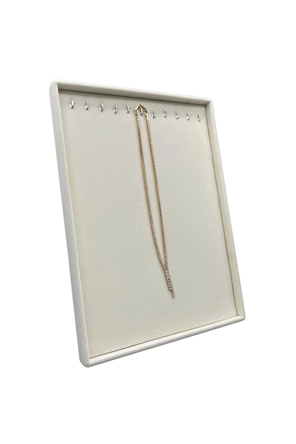 Süet Kumaş Krem Renk 34/24 Cm Ayaklı Kolye Sergileme Standı