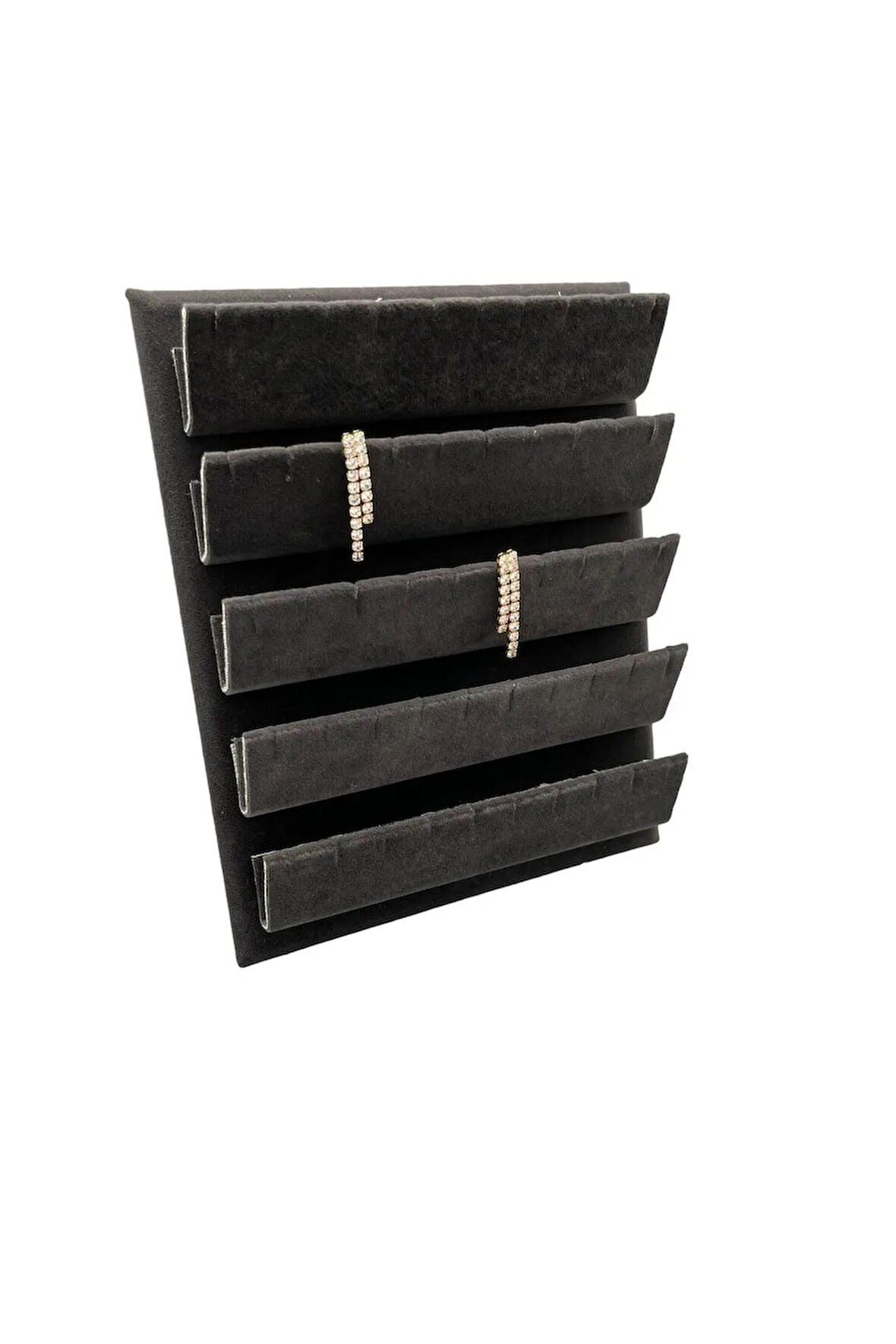 Süet Kumaş 20/16 Cm Füme Renk Ayaklı Küpe Standı