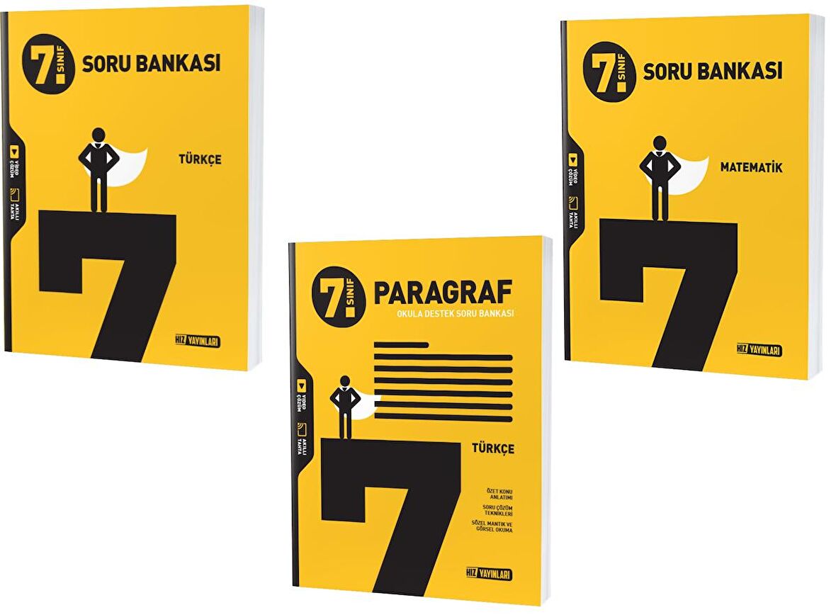 Hız 2023 7. Sınıf Matematik + Türkçe + Paragraf Soru Seti 3 Kitap 2023
