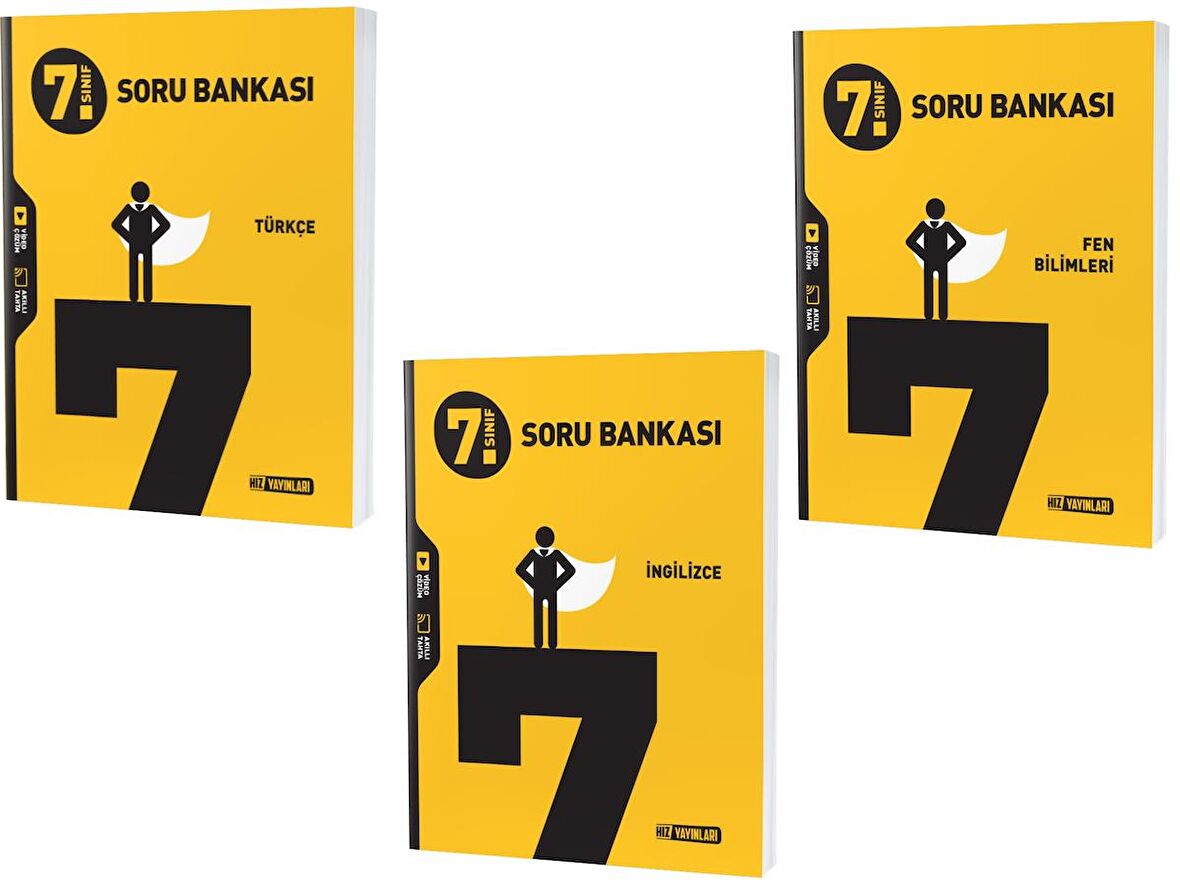 Hız 2023 7. Sınıf Fen Bilimleri + Türkçe + İngilizce Soru Seti 3 Kitap 2023