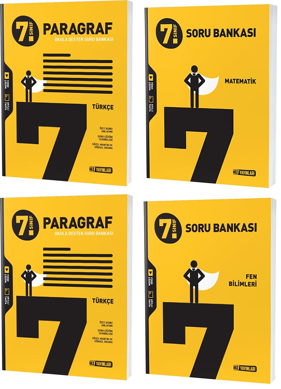 Hız 2023 7. Sınıf Matematik Türkçe Fen Paragraf Soru Seti 4 Kitap 2023