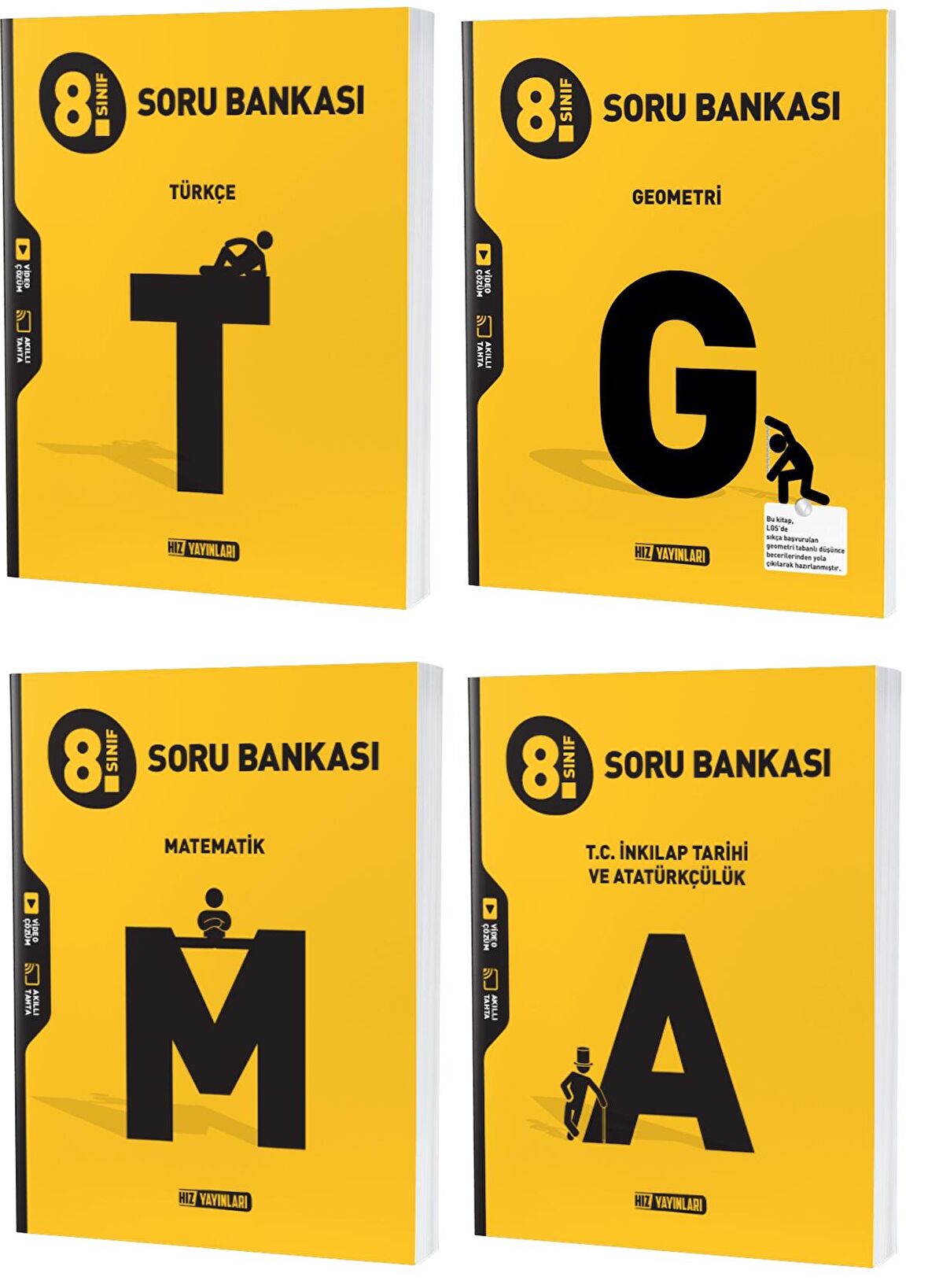 Hız Lgs 2023 8. Sınıf Matematik + Geometri + Türkçe + İnkılap Soru Seti 4 Kitap 2023