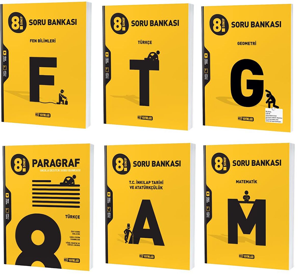 Hız Lgs 2023 8. Sınıf Matematik + Geometri + Türkçe + Fen + Paragraf + İnkılap Soru Seti 6 Kitap 2023