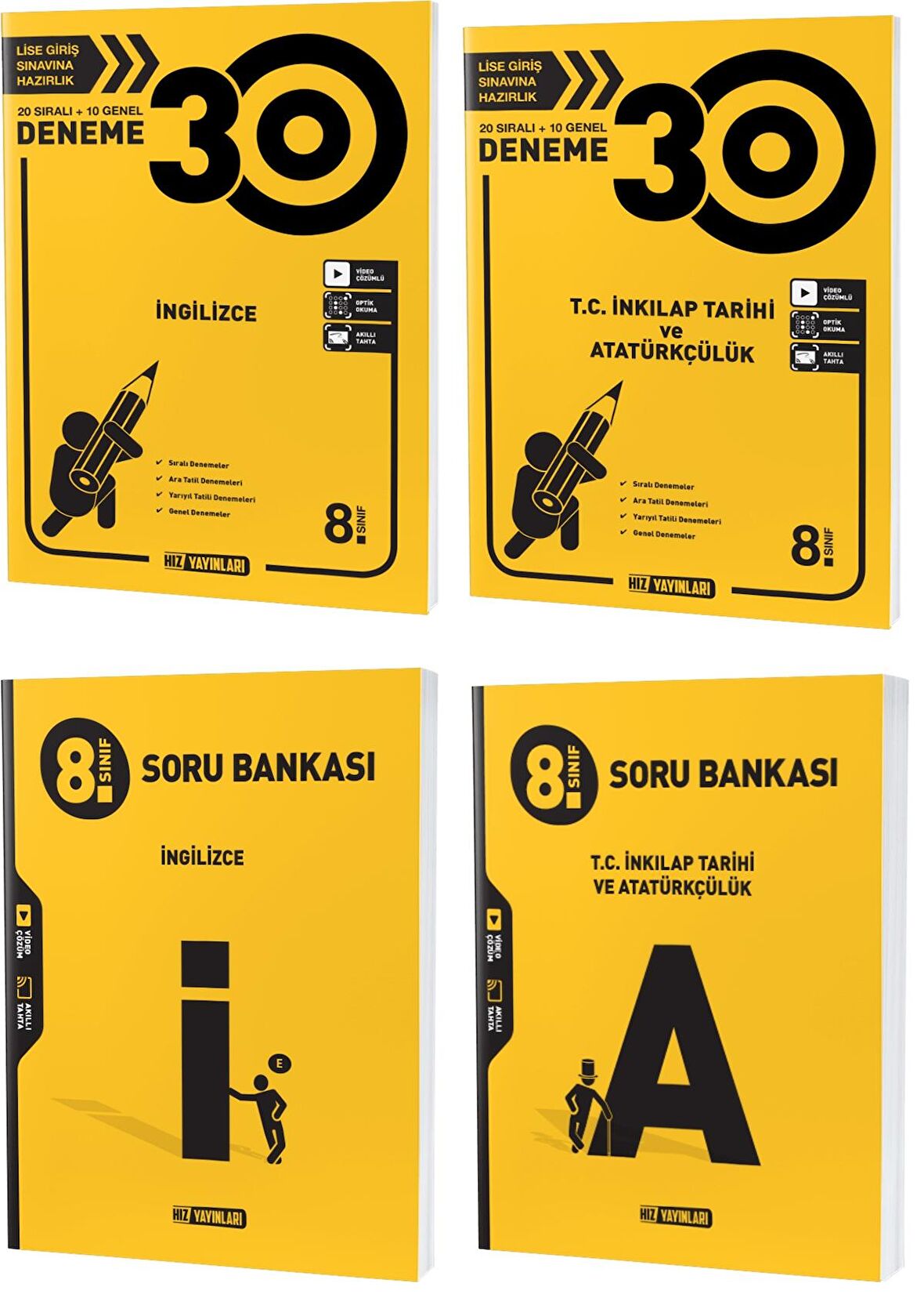 Hız Lgs 2023 8. Sınıf İnkılap Tarihi + İngilizce Deneme + Soru Seti 4 Kitap 2023
