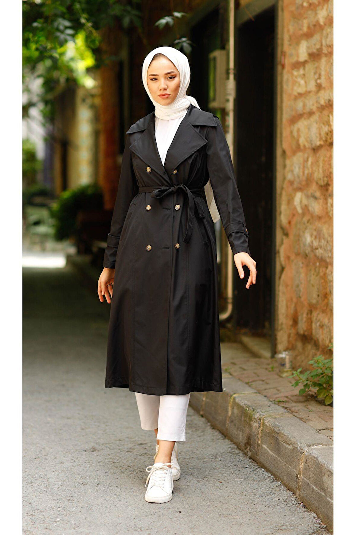 Kadın Cepli Kuşaklı Trençkot