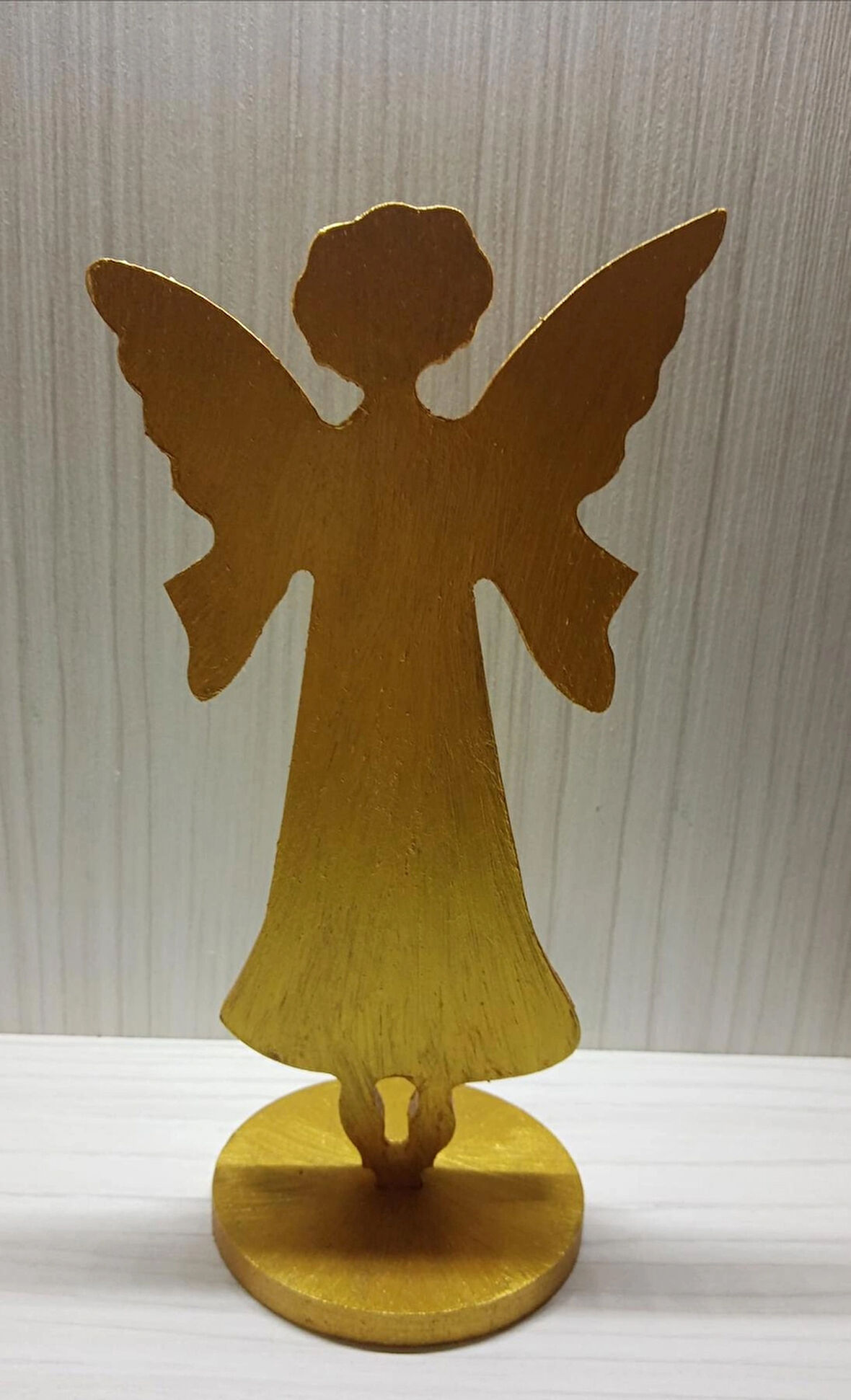 Evlilik Yıl Dönümü Hediyesi Kız Arkadaşa Doğum Günü Hediyesi Ahşap Melek Figürü-Gold