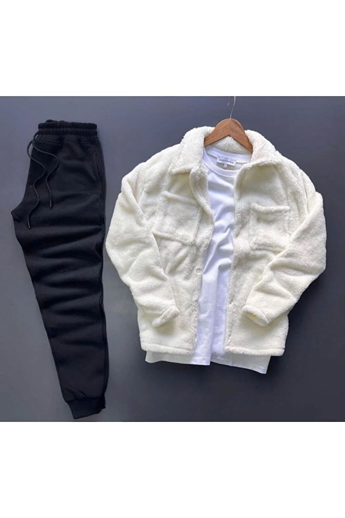Peluş Hırka Ceket Ve Eşofman Alt Takım